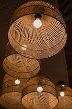 Pendant lights created from upcycling of lamp shades