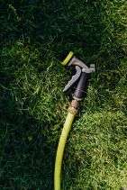garden hose lying on grass