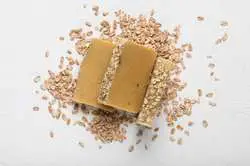 soap with oatmeal around table