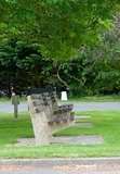 concrete bench in a park