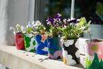 Tin cans flower planters