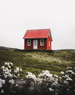 red tiny house 